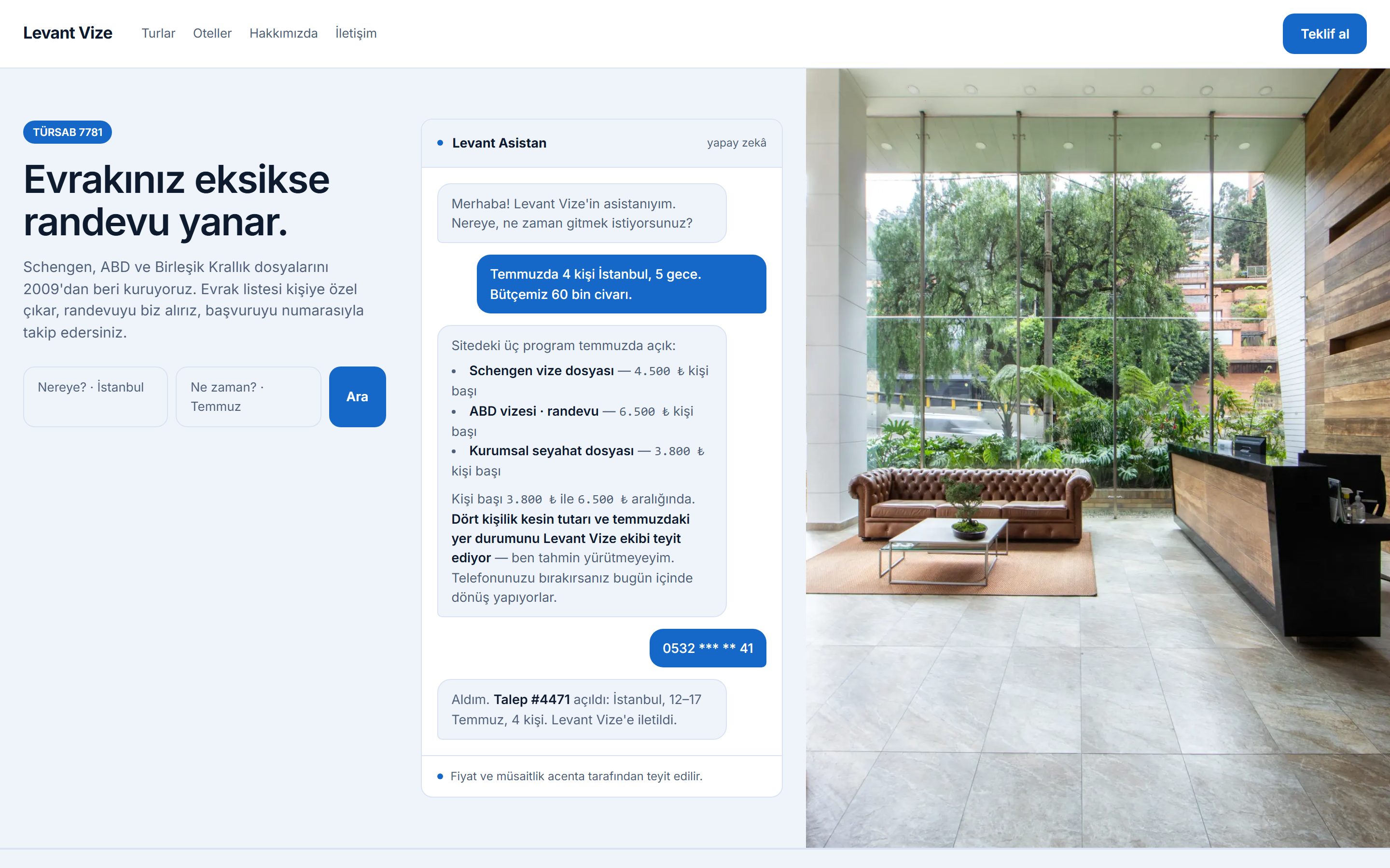 Levant Vize sitesi — Konsolos yönü